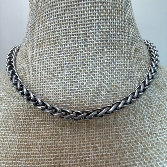 Premier Designs Oxidized Silver-Tone Wheat Chain Necklace 20 Inch With Lobster C - Picture 2 of 8